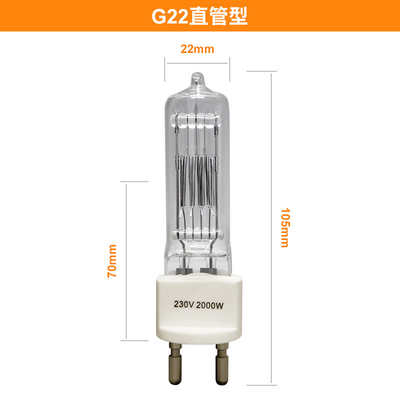 van het het Kwartshalogeen van 230v 2000w G22 de Bolbi Pin Halogen Lamp Explosion Proof