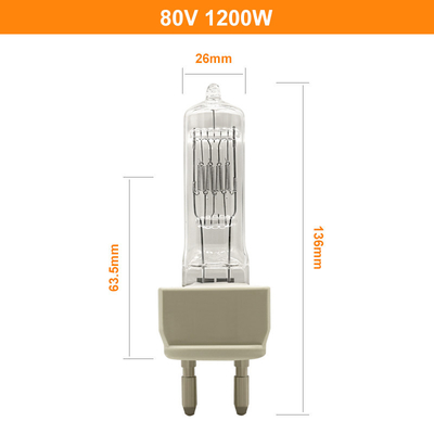 van de het Halogeenlamp van 80V 1200W van het Theatertv AC van het de Reflectorkwarts de Gloeilampenvervanging
