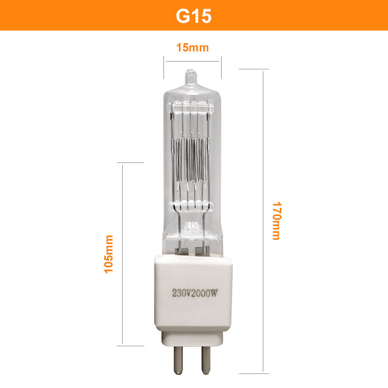 2000w bi Pin Halogen Bulb 230v 50000 Lumen G15